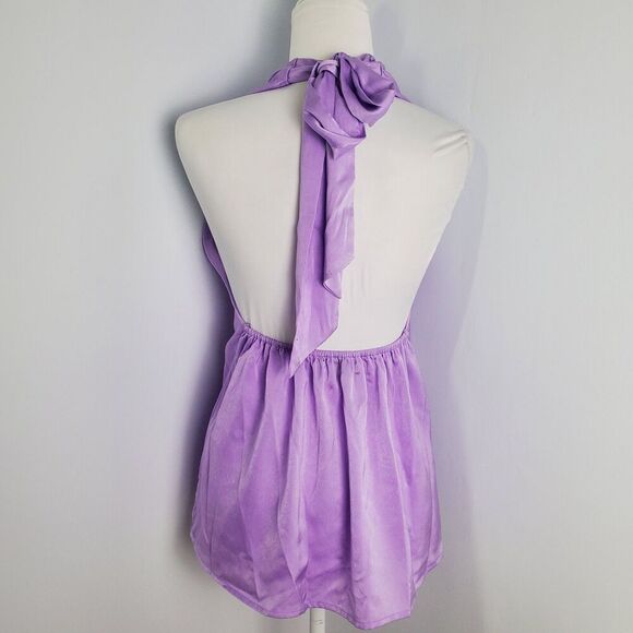 Vici Purple Satin Halter Top Size Small - Picture 2 of 7